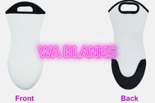 Load image into Gallery viewer, White oven mitt with black handles and cuffs on a white background