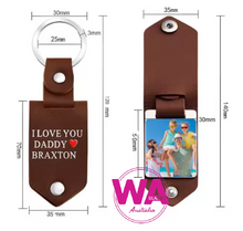 Load image into Gallery viewer, PU Leather Flip Open Keychain with Sublimation Insert

