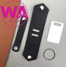 Load image into Gallery viewer, PU Leather Flip Open Keychain with Sublimation Insert

